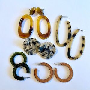 Set of 5 Acrylic Earrings